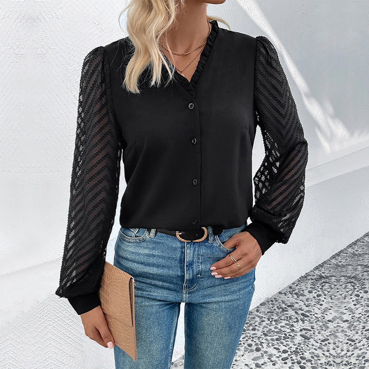 Damen Elegante V-Ausschnitt-Bluse Echoarchiv