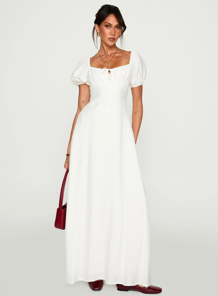 Damen Maxikleid mit Puffärmeln und elegantem Ausschnitt Echo Archiv