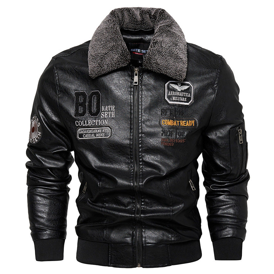Herren Kunstlederjacke mit gefüttertem Kragen Echo Archiv