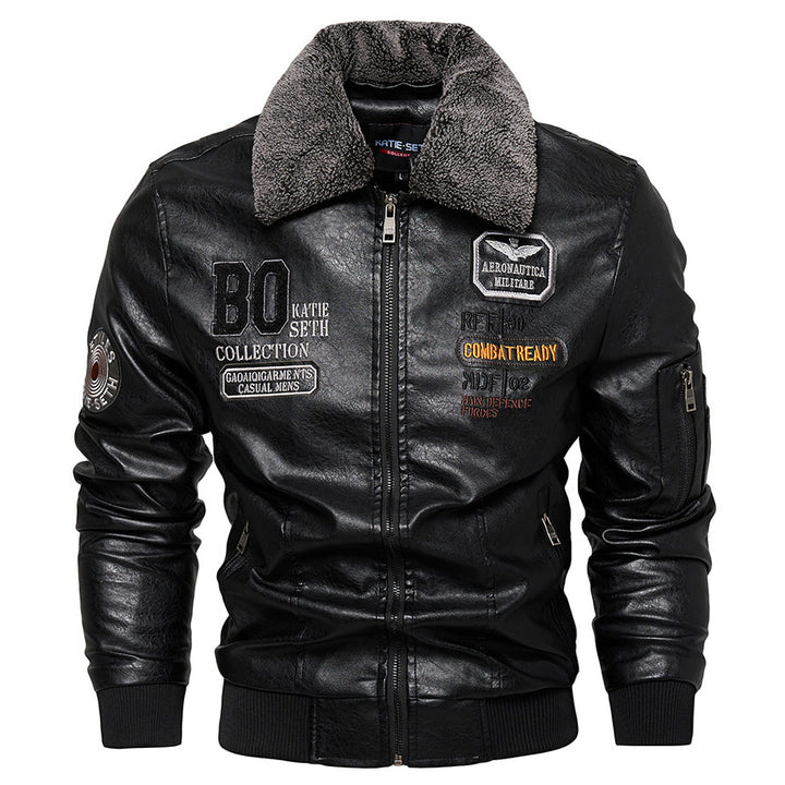 Herren Kunstlederjacke mit gefüttertem Kragen Echo Archiv