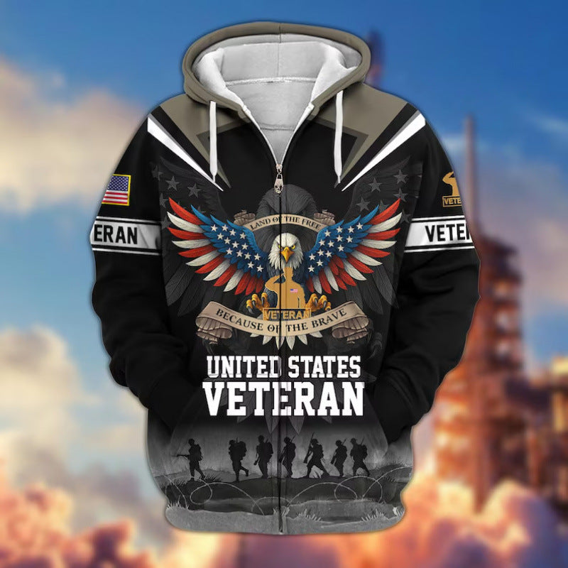 Herren Kapuzensweater mit amerikanischem Veteranenmotiv Echoarchiv
