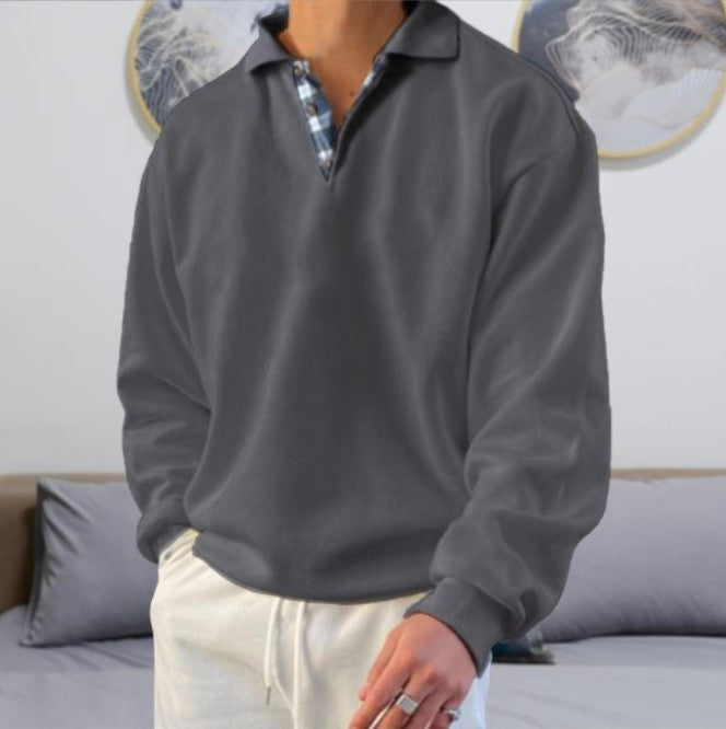 Herren nan lässiger Pullover mit Polokragen und verdeckter Karo-Innenseele aus Baumwollmischung Echo Archiv