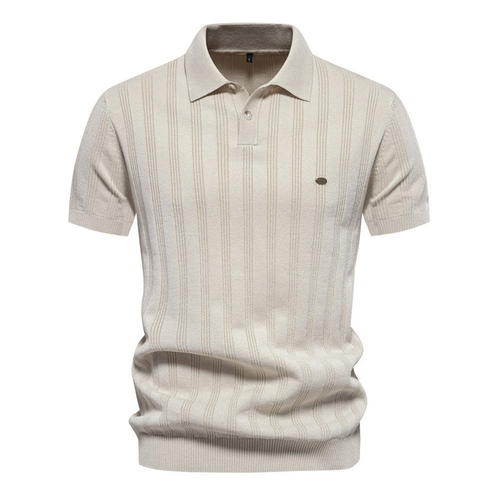 Herren Kurzarm Polo-Shirt mit strukturiertem Streifenmuster Echoarchiv