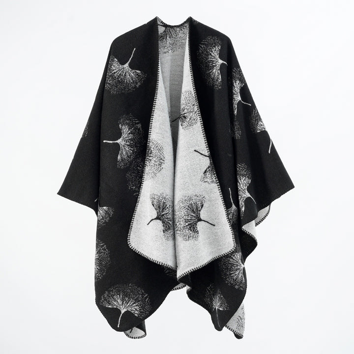 Damen Oversize‑Wickelcape aus jacquardgestricktem Wollmix mit Pusteblumenmuster Echo Archiv