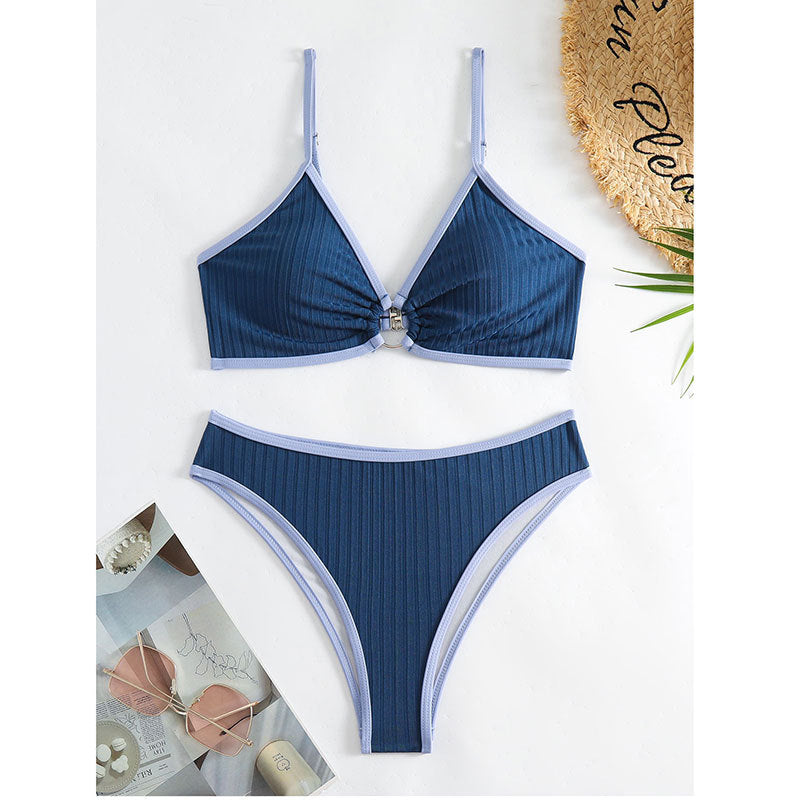Damen Bikini-Set mit modischem Rippengemuster und verstellbaren Trägern Echo Archiv