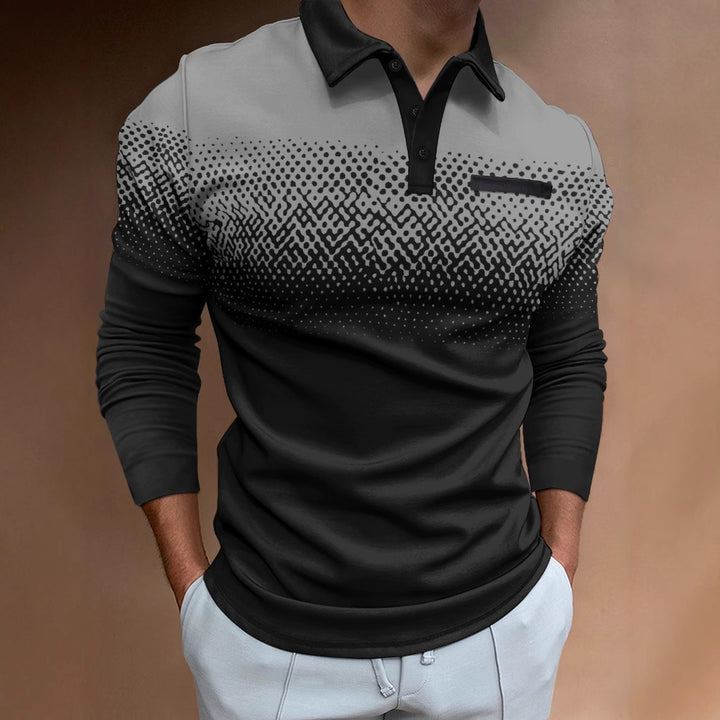 Herren Poloshirt mit modernem Farbverlauf und stylischen Kontrastdetails Echoarchiv