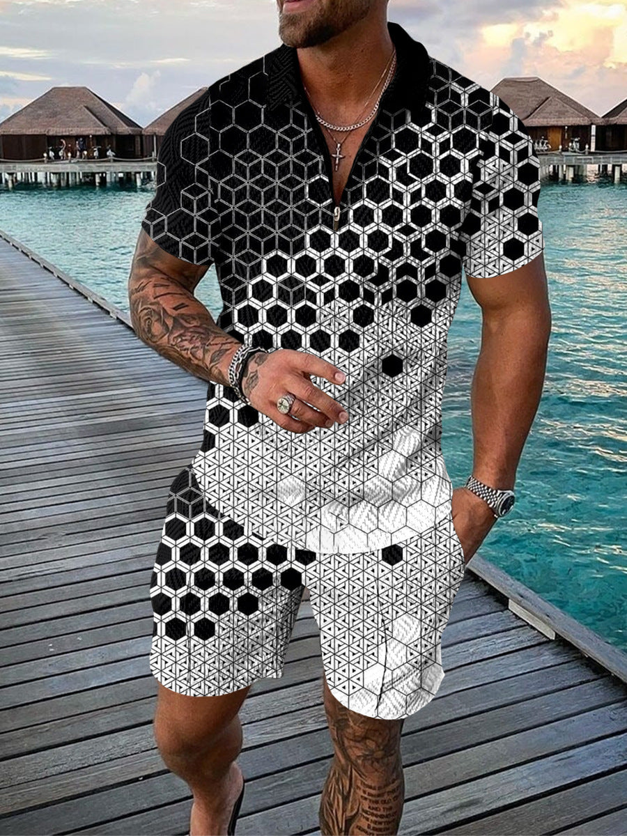 Herren Modern Graphic Print Kurzset Echoarchiv