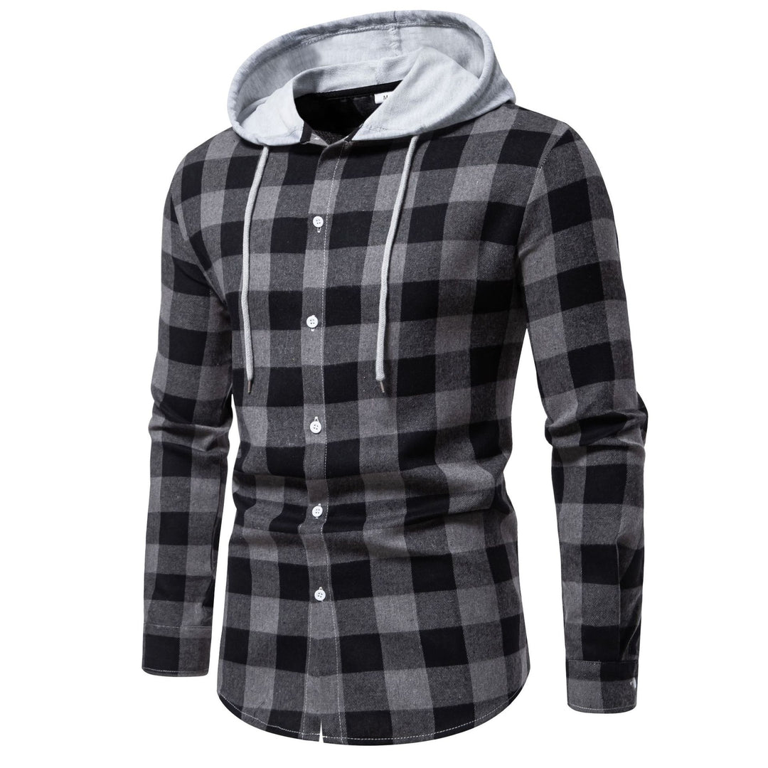 Herren Karo-Hemdjacke mit Kapuze und modernem Schnitt Echoarchiv