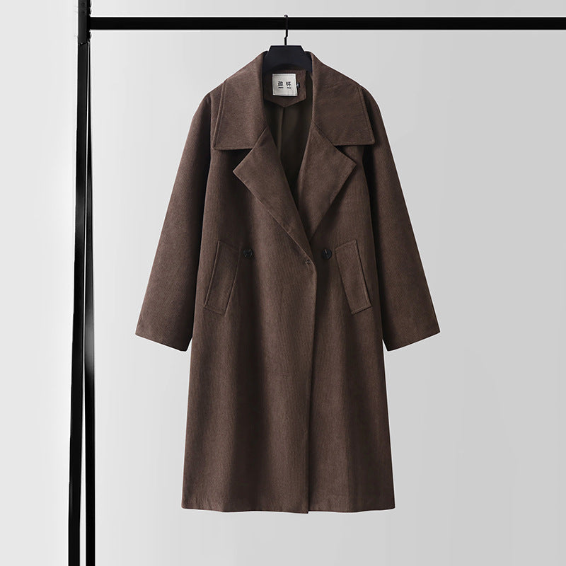 Damen Oversize Wollmix-Mantel mit breitem Revers und verdeckter Doppelknopfleiste Echoarchiv