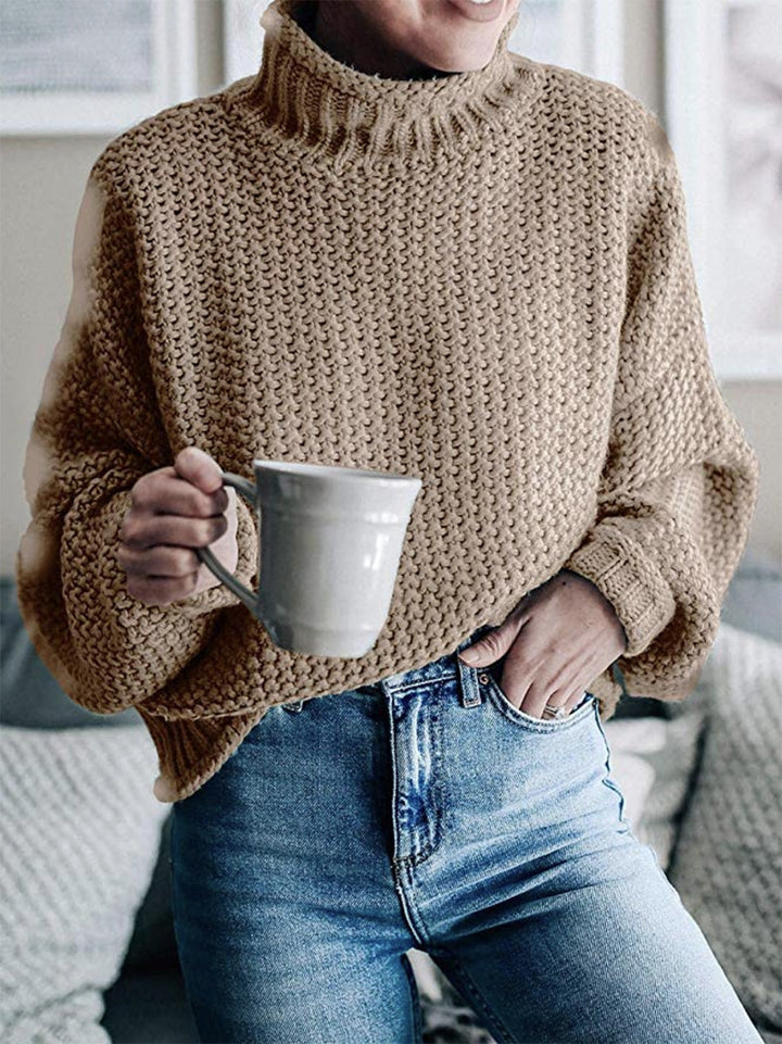 Damen Grobstrick-Pullover mit Stehkragen, Blockstreifen und Oversize-Passform Echo Archiv