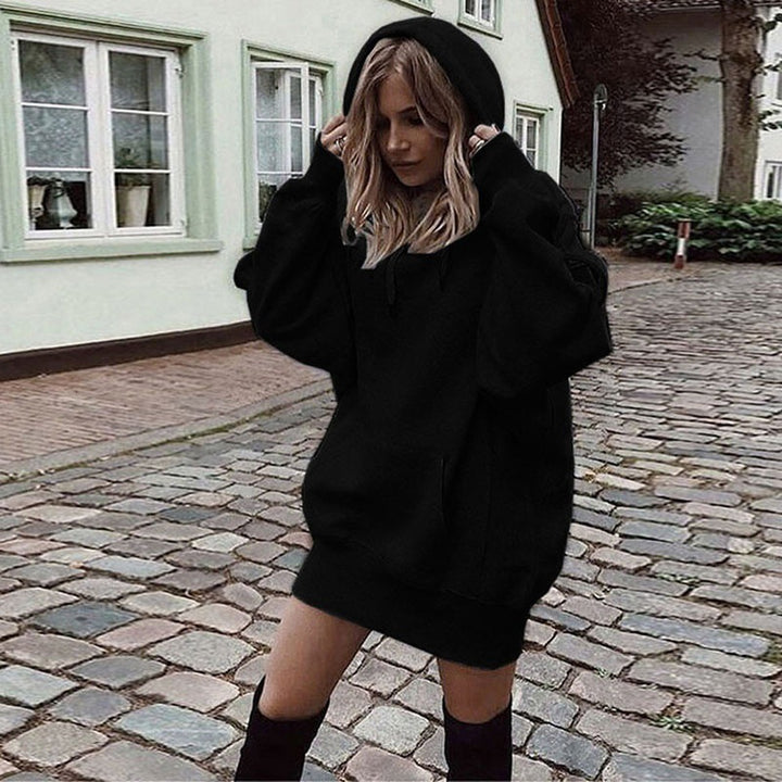 Damen Oversize Kapuzenkleid mit Kängurutasche Echoarchiv