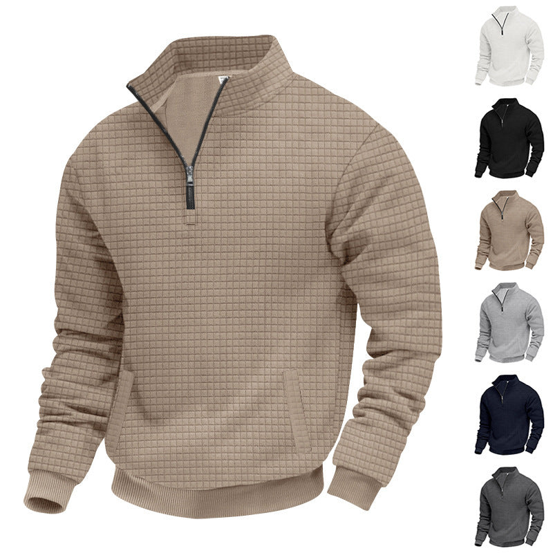 Herren sportlicher Pullover mit halbem Reißverschluss und praktischem Taschendesign Echoarchiv