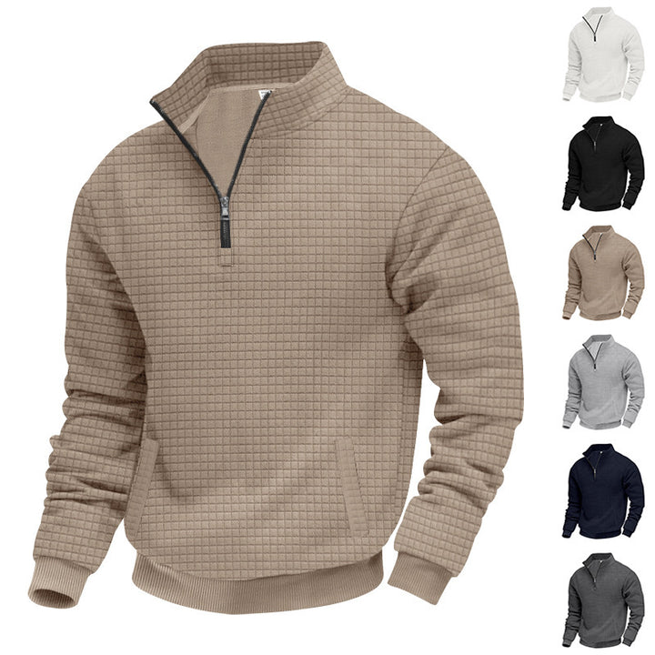 Herren sportlicher Pullover mit halbem Reißverschluss und praktischem Taschendesign Echoarchiv
