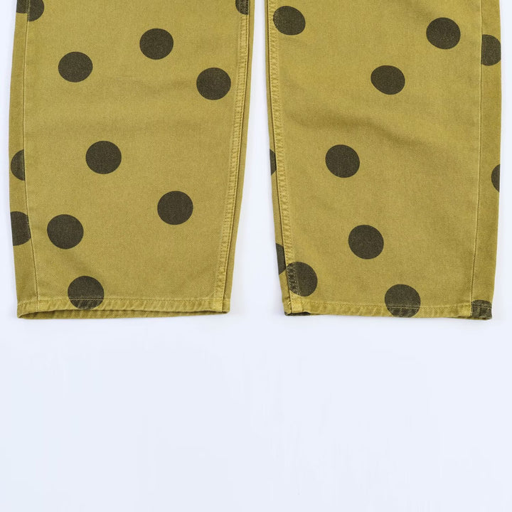 Damen Locker geschnittene High-Waist Geradehose mit großen Polka-Dots Echo Archiv