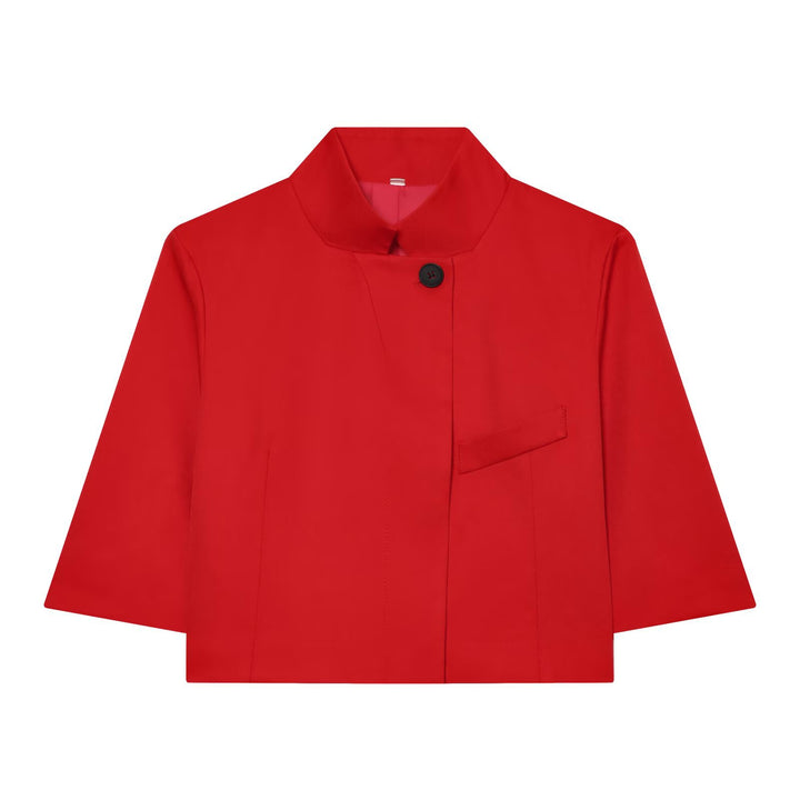 Damen Kurzgeschnittene Boxy-Jacke mit Stehkragen und Dreiviertelärmeln Echo Archiv