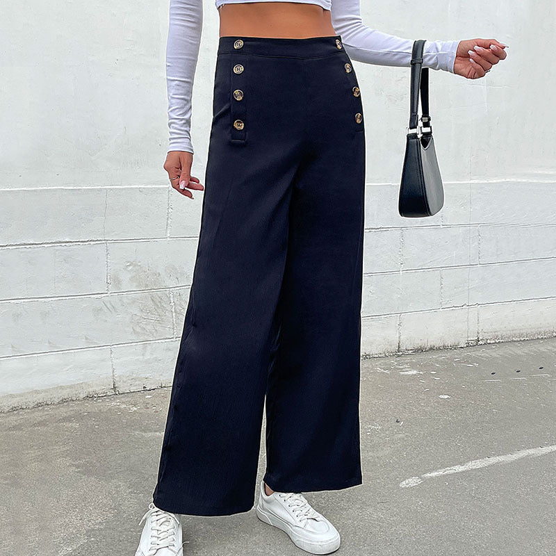 Damen Weite Palazzo-Hose mit Knopfdetails Echo Archiv
