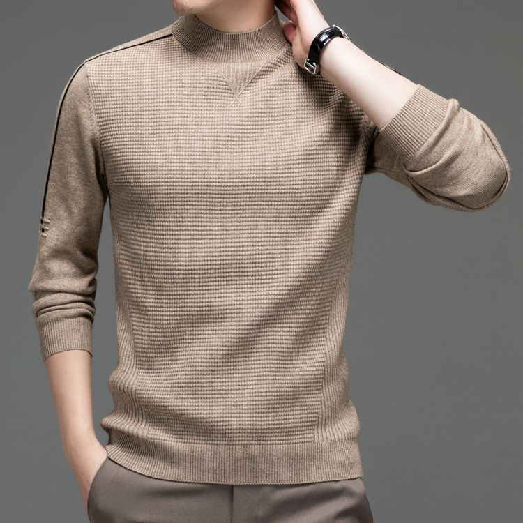 Herren modischer Pullover mit strukturiertem Design und hochgeschlossenem Kragen Echoarchiv