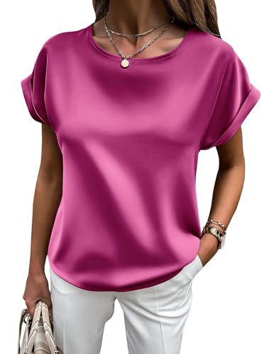Echoarchiv | Satin-T-Shirt mit Umgeschlagenen Ärmeln für Damen