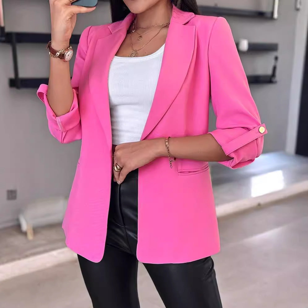 Damen nan taillierter Longblazer mit aufgekrempelten Ärmeln, Reverskragen und schlanker Silhouette Echo Archiv