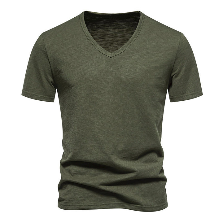 Herren V-Ausschnitt T-Shirt aus atmungsaktiver Baumwolle mit komfortablem Sitz Echoarchiv