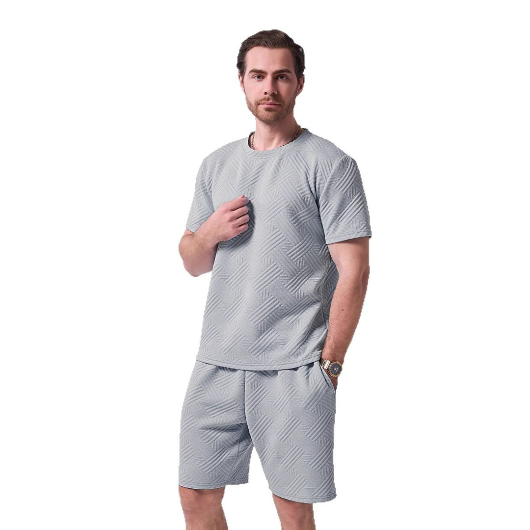 Herren sportliches Freizeit-T-Shirt und Shorts Set mit strukturierter Oberfläche Echoarchiv