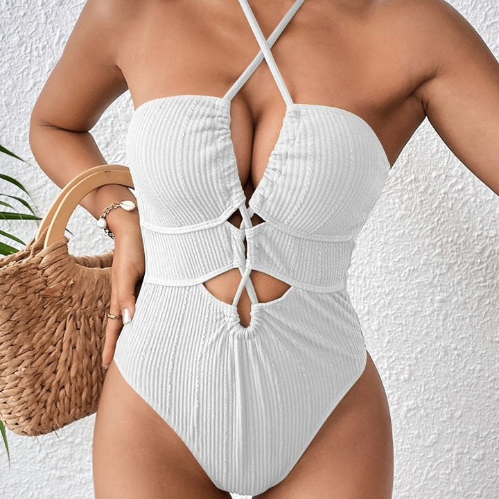 Damen Hochgeschnittener Badeanzug mit Cut-Outs und trendy Riemen Echo Archiv
