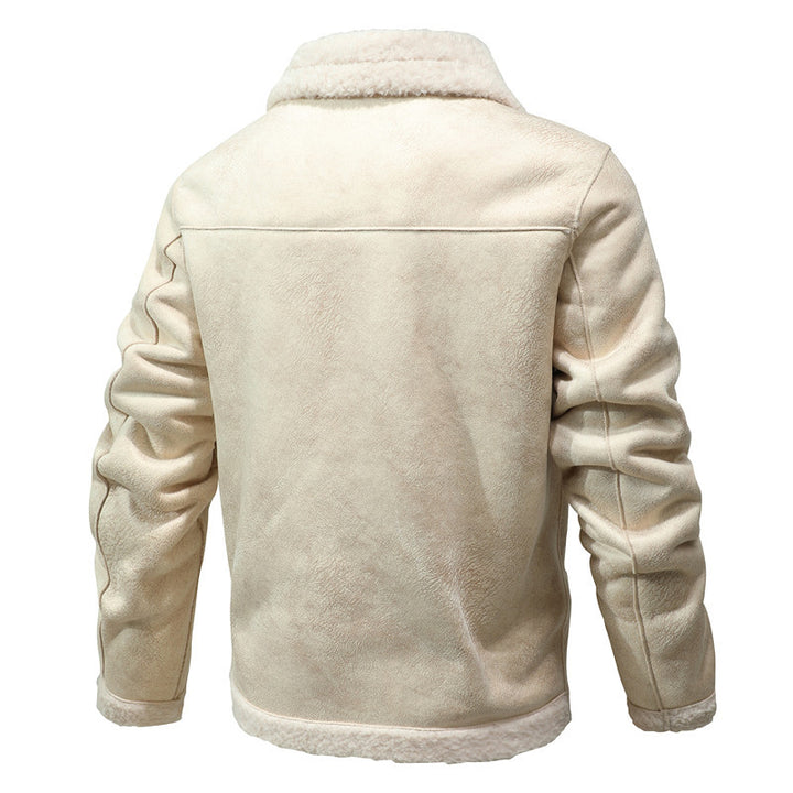 Herren Jacke im Aviator‑Stil mit Teddyfutter, Kunstvelours & Reißverschlusstasche Echoarchiv