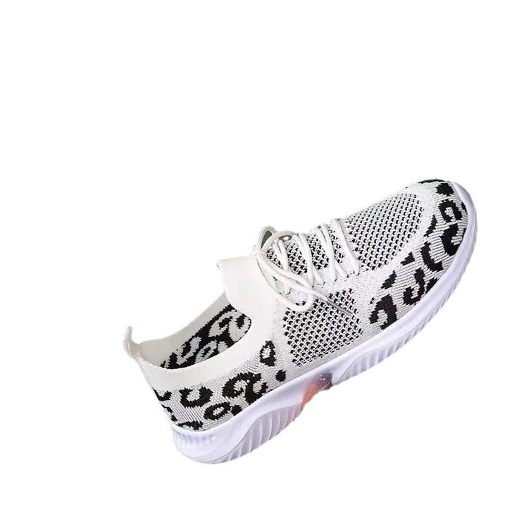 Damen Atmungsaktive Strick-Slipper mit gepolsterter Dämpfungssohle und Leoparden-Schaft – Lioré