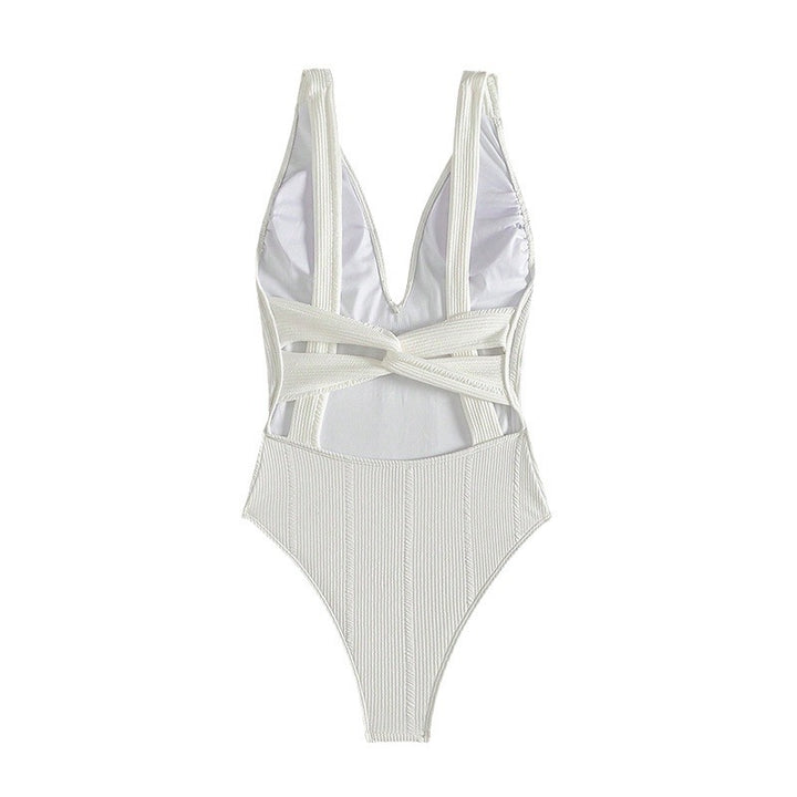 Damen Einteiliger Badeanzug mit tiefem V-Ausschnitt und strukturiertem Design Echo Archiv