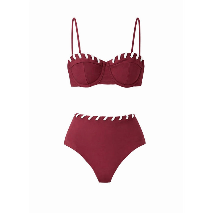 Damen Bikini-Set mit modischem High-Waist-Höschen und Latzhosen von Echo Archiv
