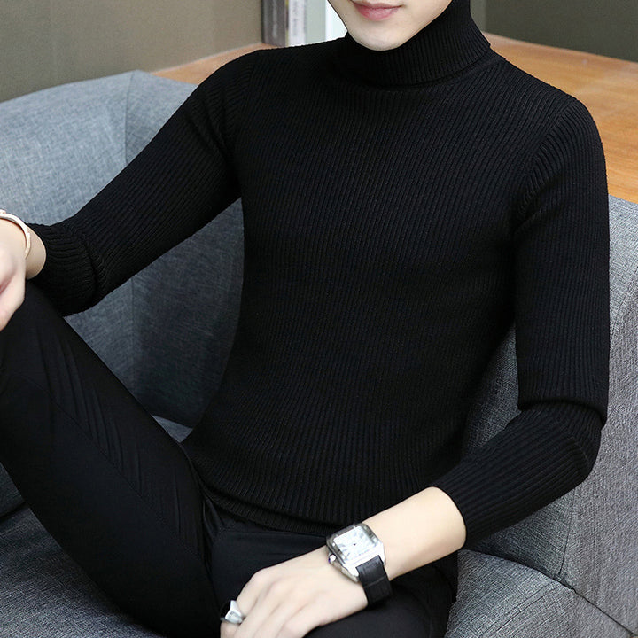 Herren Eleganter Rippstrick Rollkragenpullover Echoarchiv