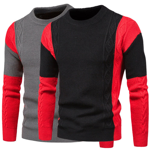 Herren modischer Strickpullover mit kreativen Farbdetails und Zopfmuster Echoarchiv