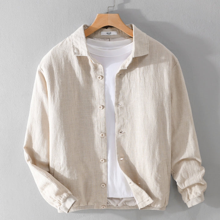 Herren Leichte Leinen-Hemdjacke mit Knopfleiste und Relaxed Fit Echoarchiv