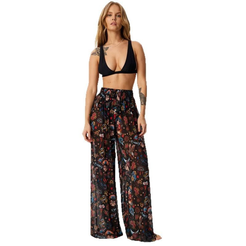 Damen Leggings aus luftiger, transparenter Stoffqualität mit exotischem Muster Echo Archiv