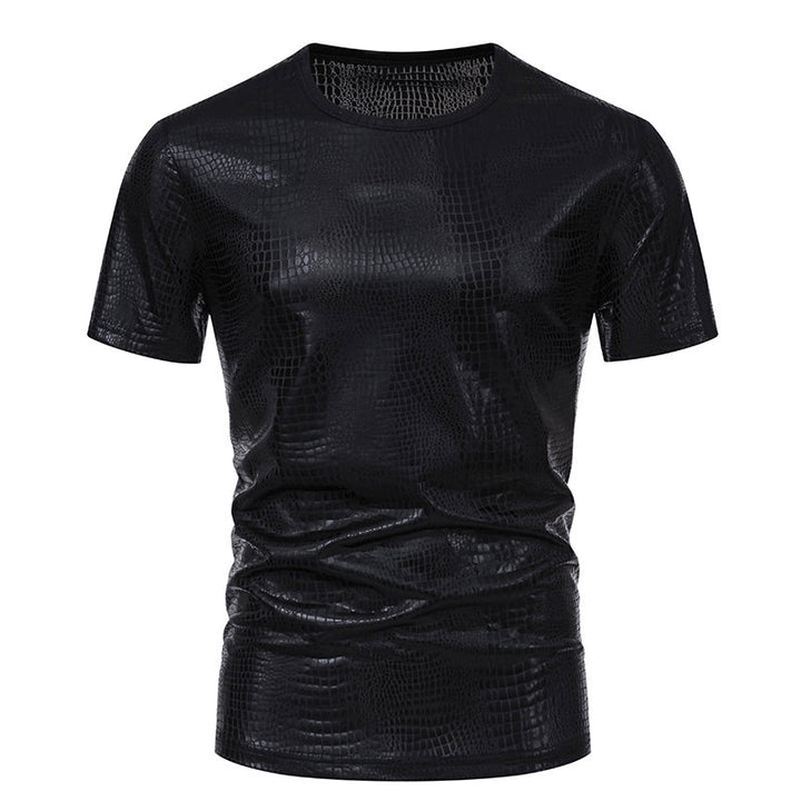 Herren Glamouröses Kurzarmpullover im Schlangenleder-Look Echoarchiv
