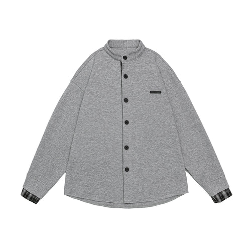 Unisex Oversize-Sweatjacke im Hemdjacken-Look mit Stehkragen Echoarchiv
