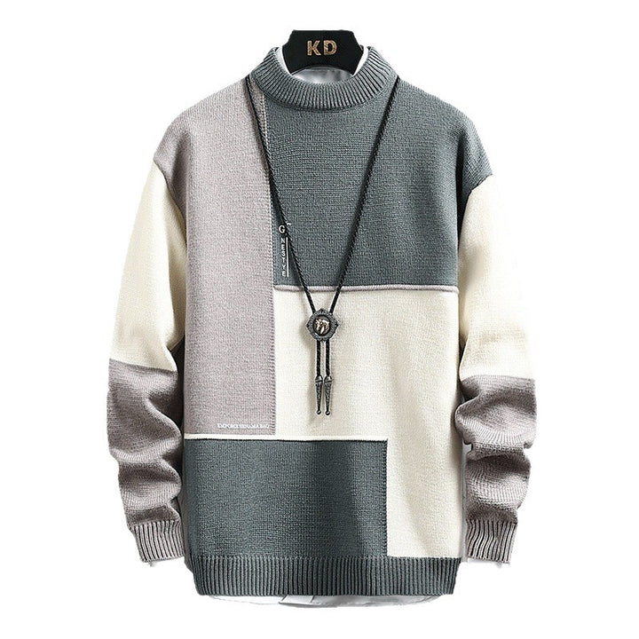 Herren hochwertiger Rollkragenpullover mit modernem geometrischem Design Echoarchiv