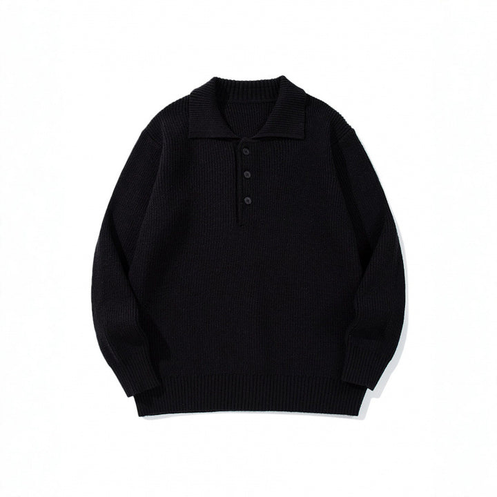 Herren Feinstrick-Polo-Pullover mit Hemdkragen, Knopfleiste und geripptem Saum Echo Archiv