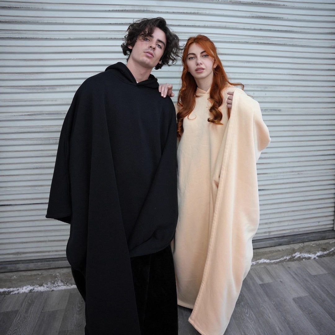 Unisex nan Kapuzen-Poncho Kuscheldecke mit weichem Futter und großzügigem Oversize-Schnitt Echo Archiv
