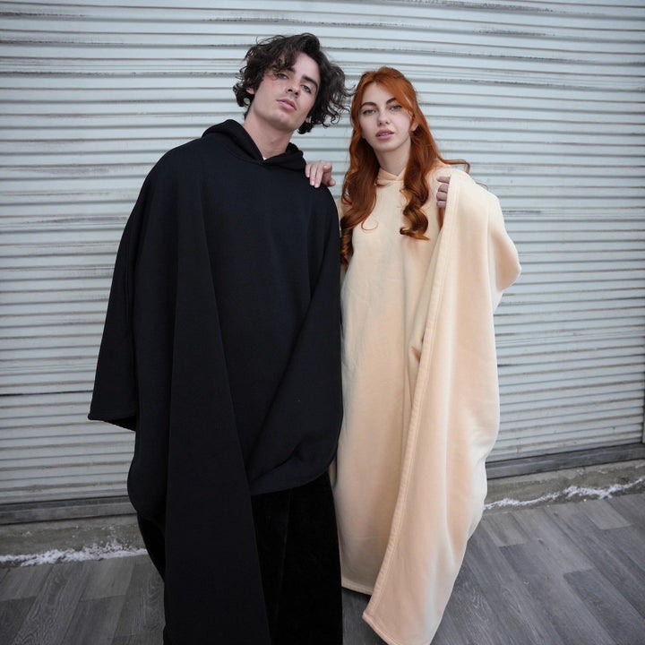 Unisex nan Kapuzen-Poncho Kuscheldecke mit weichem Futter und großzügigem Oversize-Schnitt Echo Archiv