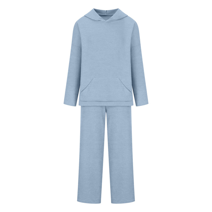 Damen gemütliches Lounge-Set mit Kapuzenpullover, Kängurutasche und weitem Jersey-Hose – Auréline
