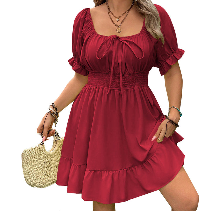 Damen verspieltes Minikleid mit Puffärmeln und Rüschenabschluss Echo Archiv