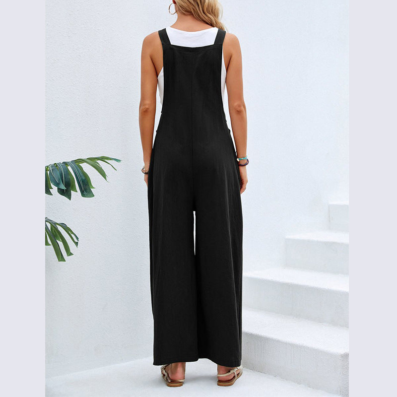 Damen weite Latzhose mit elegantem Schnitt und verstellbaren Trägern Echoarchiv