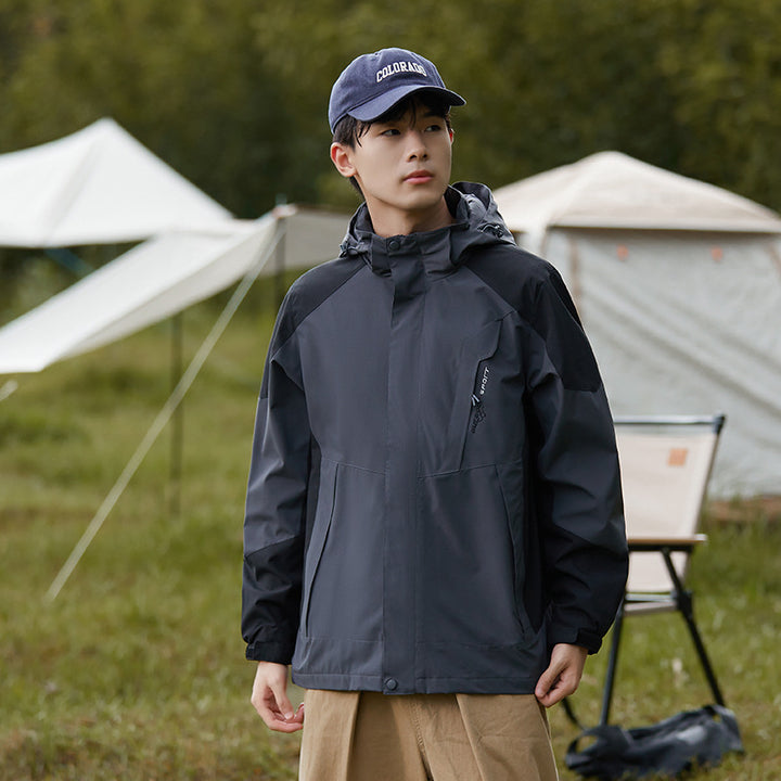 Damen zweilagige wasserdichte Outdoor‑Jacke mit Kapuze, atmungsaktiver Membran und verstellbarer Taille Echoarchiv