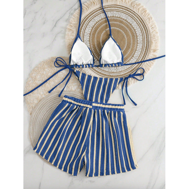 Damen Bikini-Set mit Rüschen und verspieltem Streifenmuster Echo Archiv