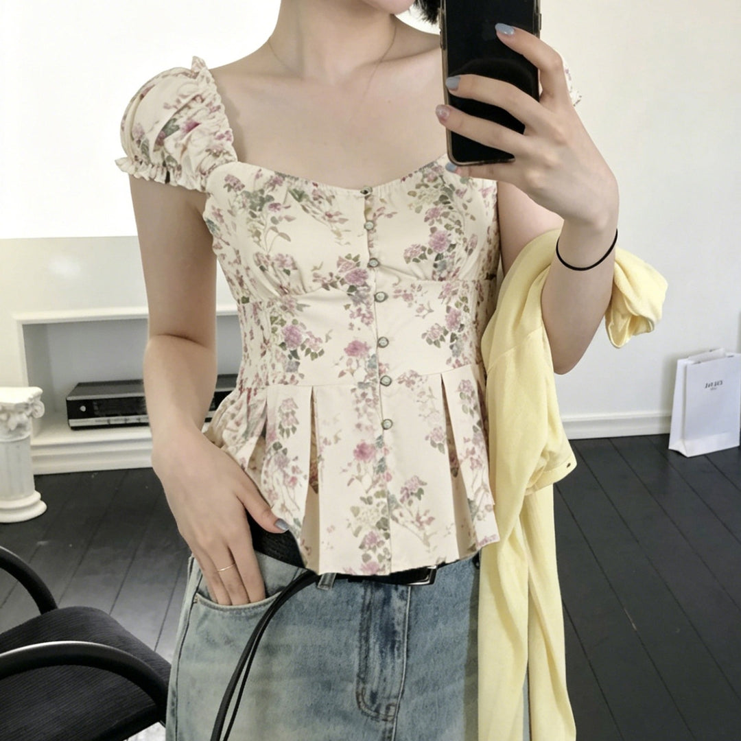 Damenbluse mit floralem Design und Rüschenärmeln Echo Archiv
