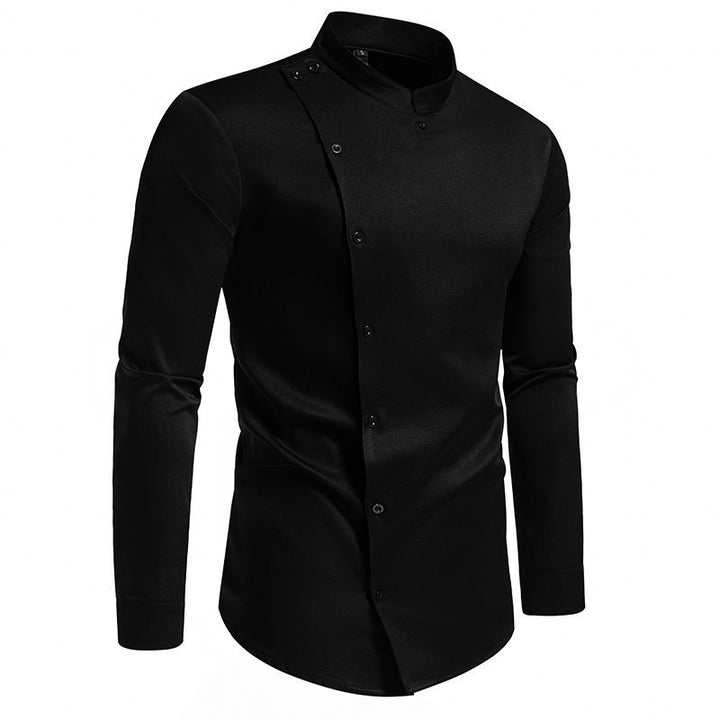 Herren Langarm Hemd mit modernem Knopfdesign Echoarchiv