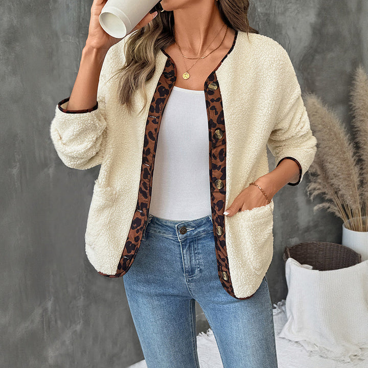Damen Gemütlicher Teddy-Blazer mit Leopardenmuster Echo Archiv