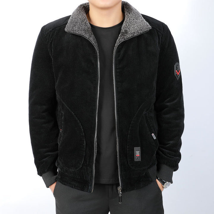Herren Cord-Blouson mit Sherpa-Kragen, wärmender Teddyfutter-Innenlage und Reißverschluss – Taviero