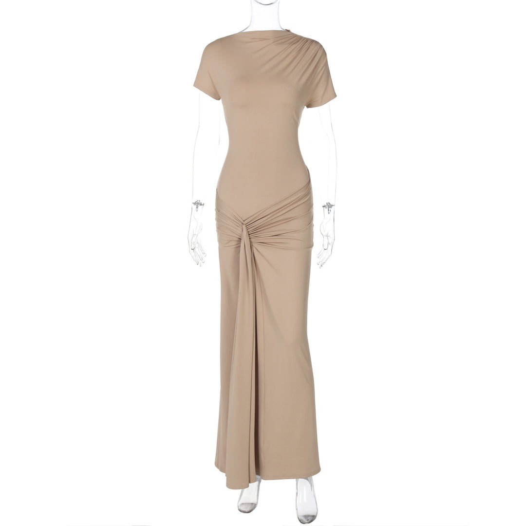 Damen Elegantes Maxikleid mit Drapierung und asymmetrischem Saum Echo Archiv